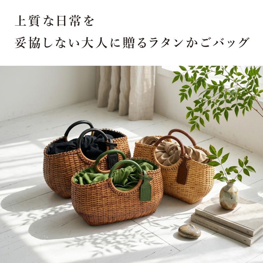 かごバッグ 本革 ラタン 和装 巾着 浴衣 ハンドバッグ トート 大人 Angelus.A アンジェラスエー 26001 軽い 上品 可愛い シンプル 夏 母の日の画像