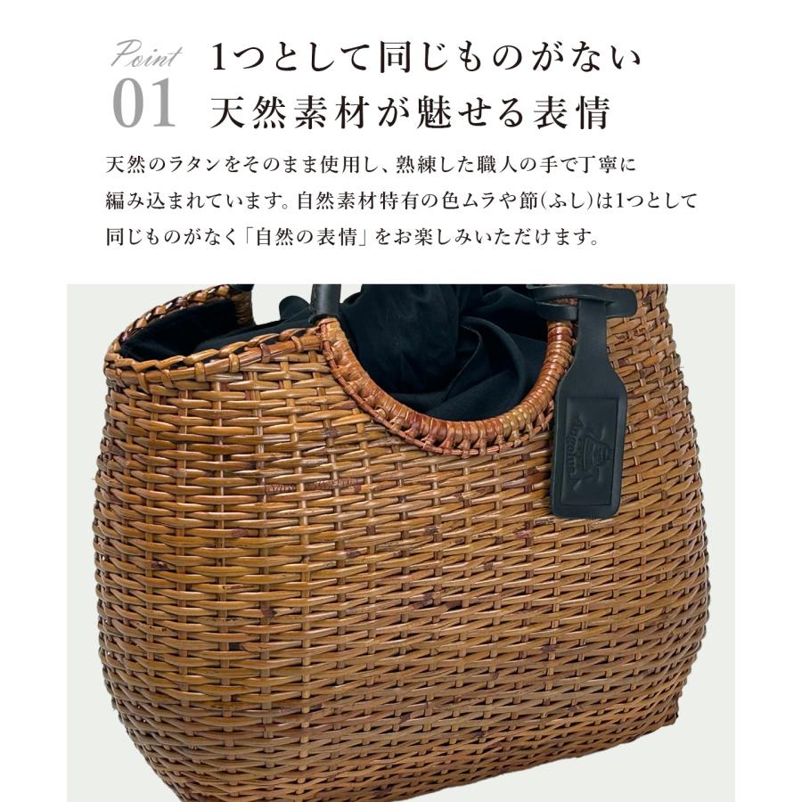 かごバッグ 本革 ラタン 和装 巾着 浴衣 ハンドバッグ トート 大人 Angelus.A アンジェラスエー 26002 軽い 上品 可愛い シンプル 夏 母の日の画像