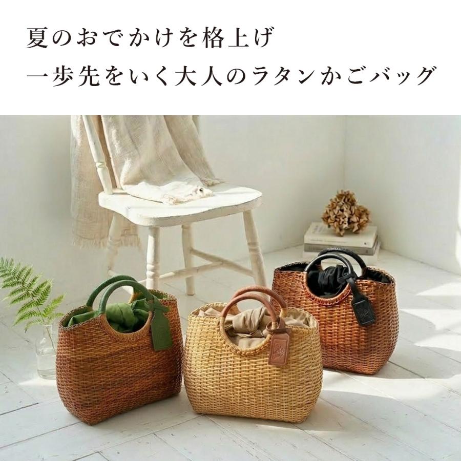 かごバッグ 本革 ラタン 和装 巾着 浴衣 ハンドバッグ トート 大人 Angelus.A アンジェラスエー 26002 軽い 上品 可愛い シンプル 夏 母の日の画像