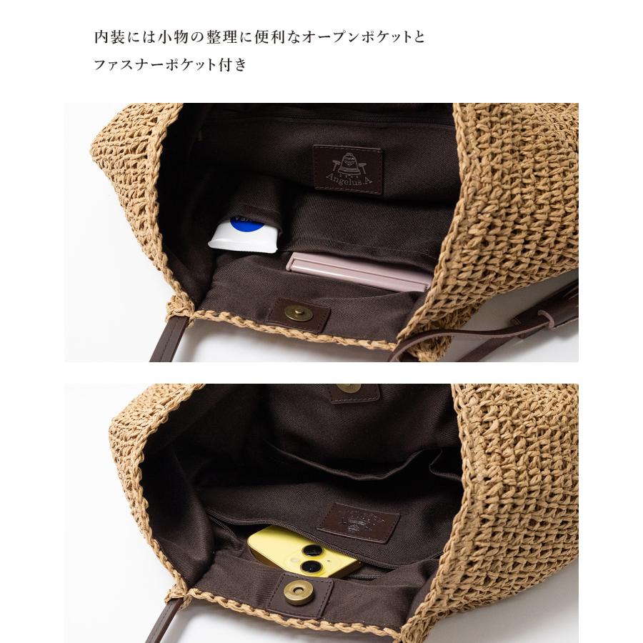 かごバッグ トートバッグ 本革 夏バッグ サマーバッグ カゴバッグ ハンドバッグ 浴衣 手提げ 本革 軽量 ペーパー レザーハンドル 夏 ギフト 母の日 Angelus.A
