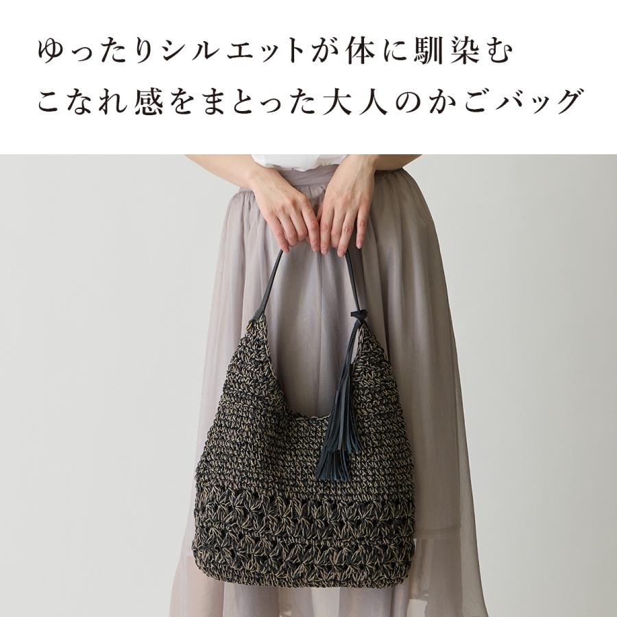 かごバッグ トートバッグ 透かし編み ワンショルダーバッグ ハンドバッグ 浴衣 手提げ 本革 軽量 ペーパー レザーハンドル 夏 ギフト 母の日 Angelus.A_4