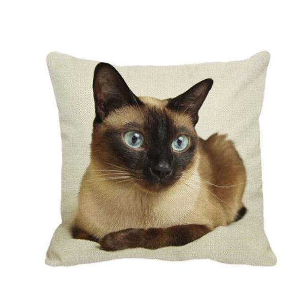 猫 猫柄 シャム猫 おもしろ クッション カバー ケース かわいい 個性的 ユニーク 布製 ねこ ネコ