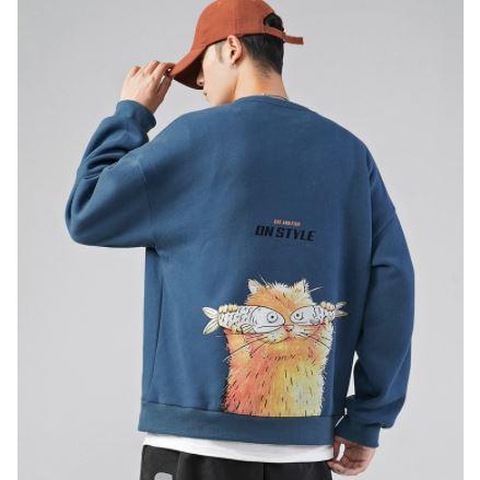 ４カラー 魚で目を隠す猫がおもしろいトレーナー メンズ かわいい トップス スウェット 部屋着 ルームウェア Bavabavava55 セレクトショップ Hassi 通販 Yahoo ショッピング