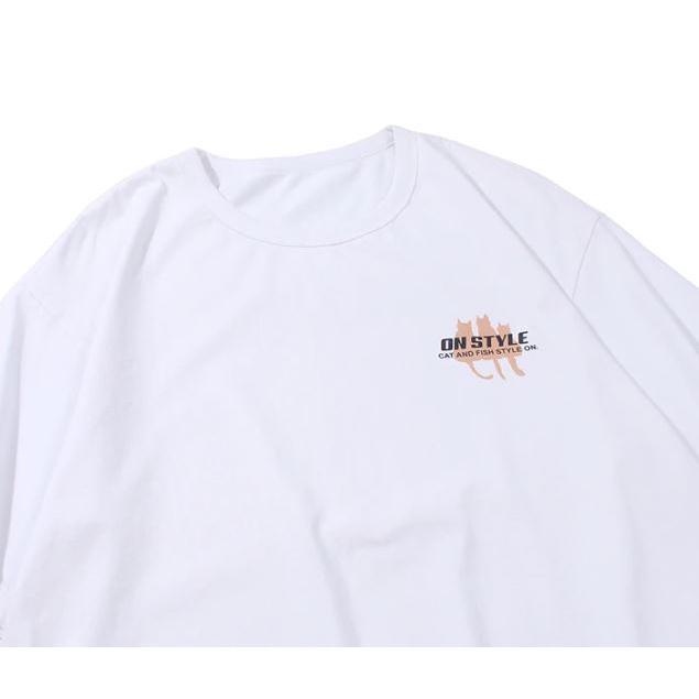 3色 魚で目を隠す猫のイラストがかわいいおもしろｔシャツ バックプリント ルーズ 大きめ Bavabavava お取り寄せ猫雑貨 通販 Yahoo ショッピング