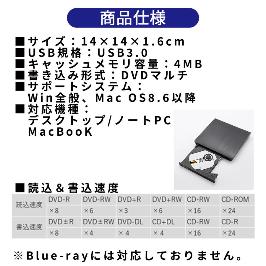 外付けdvdドライブ cd dvd プレーヤー mac レコーダー rom 読取 書込 外付け光学 ドライブ｜caucau-store｜18