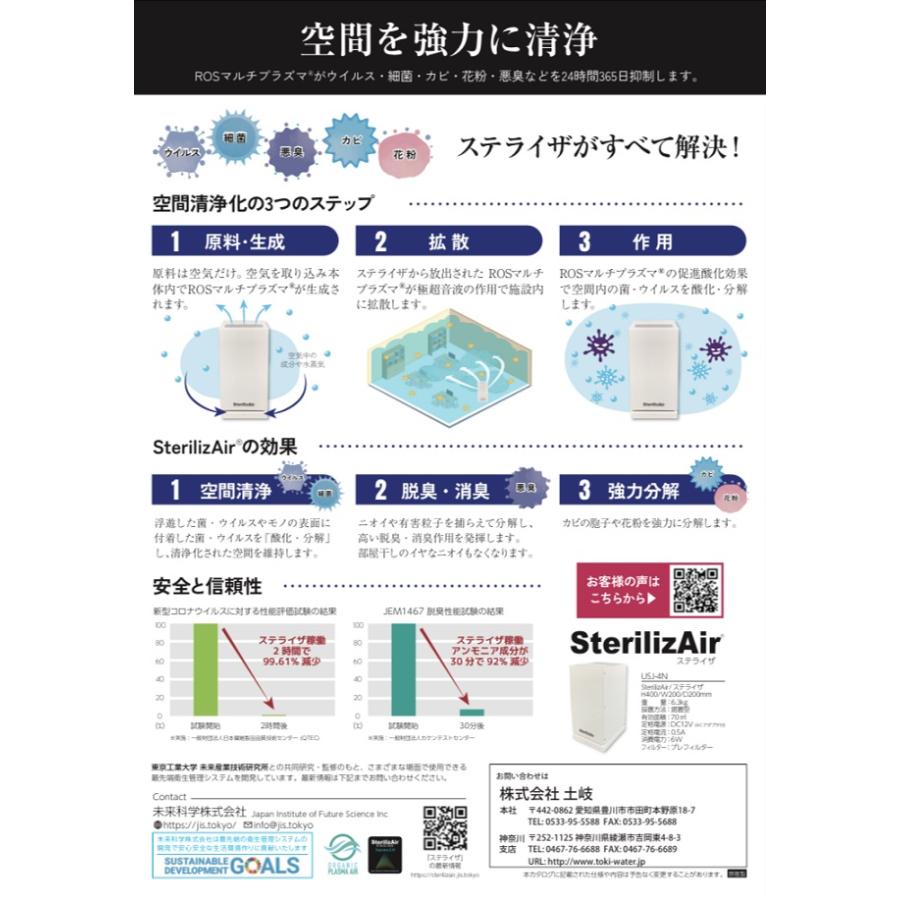 ステライザ パーソナル SterilizAir USJ-4N 空間除菌装置 With コロナ