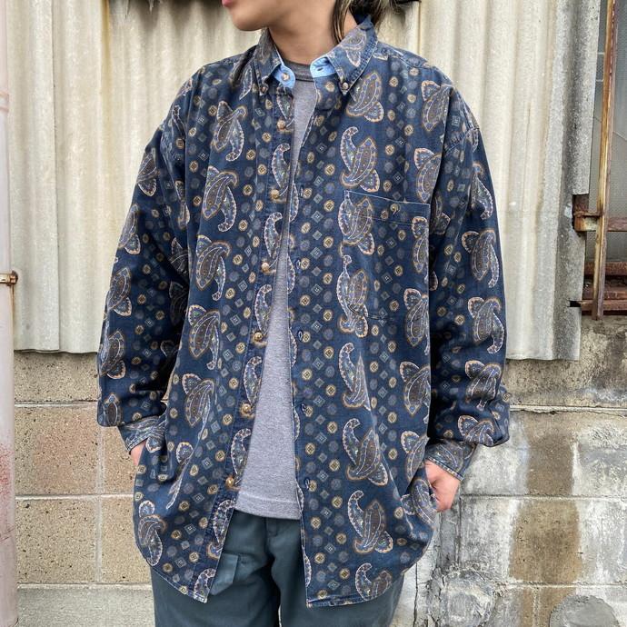 J.RIGGINGS 長袖 総柄 ペイズリー柄 ボタンダウンシャツ メンズL