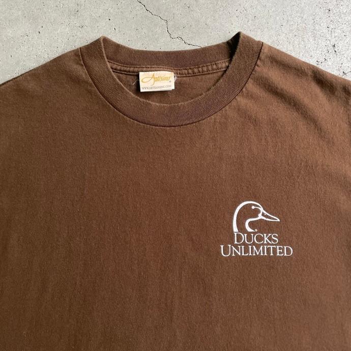 DUCKS UNLIMITED 鴨 犬 アニマル バックプリントTシャツ メンズL相当｜caveused｜05