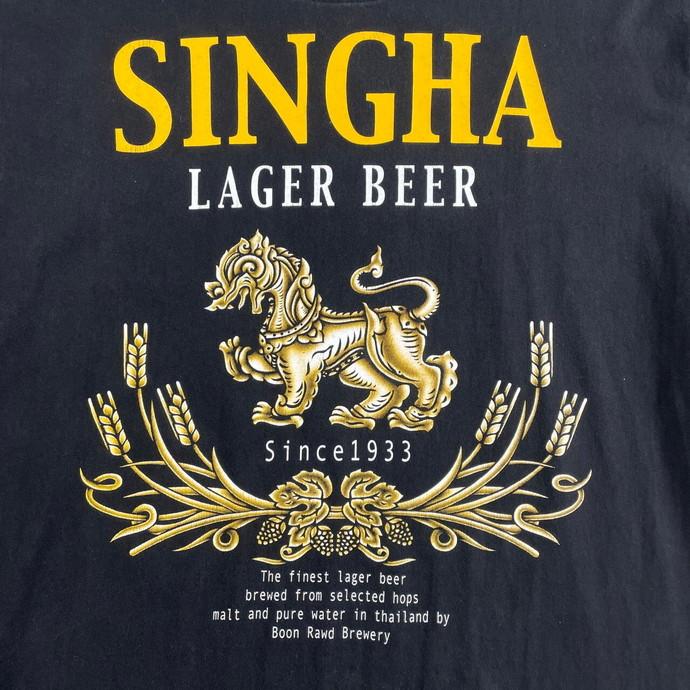 00年代〜 SINGHA LAGER BEER シンハービール タイ 企業ロゴ アドバタイジング Tシャツ メンズXL :c230621129
