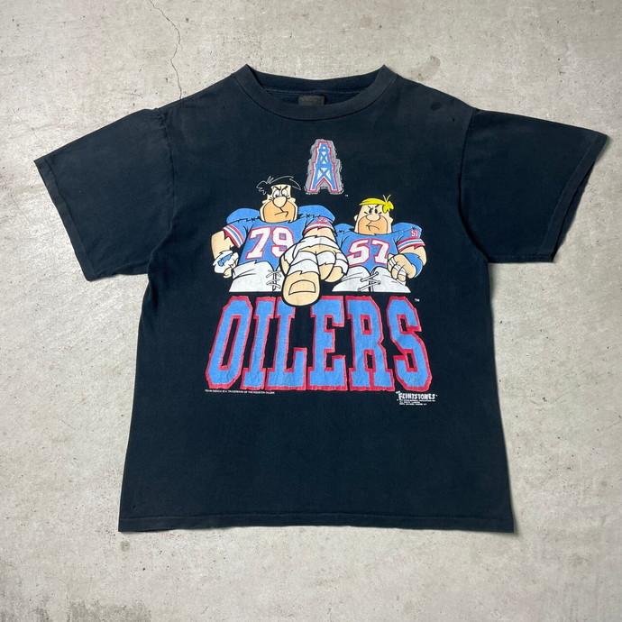 90年代 THE FLINTSTONES HOUSTON OILERS NFL キャラクタープリント Tシャツ メンズM｜caveused｜02