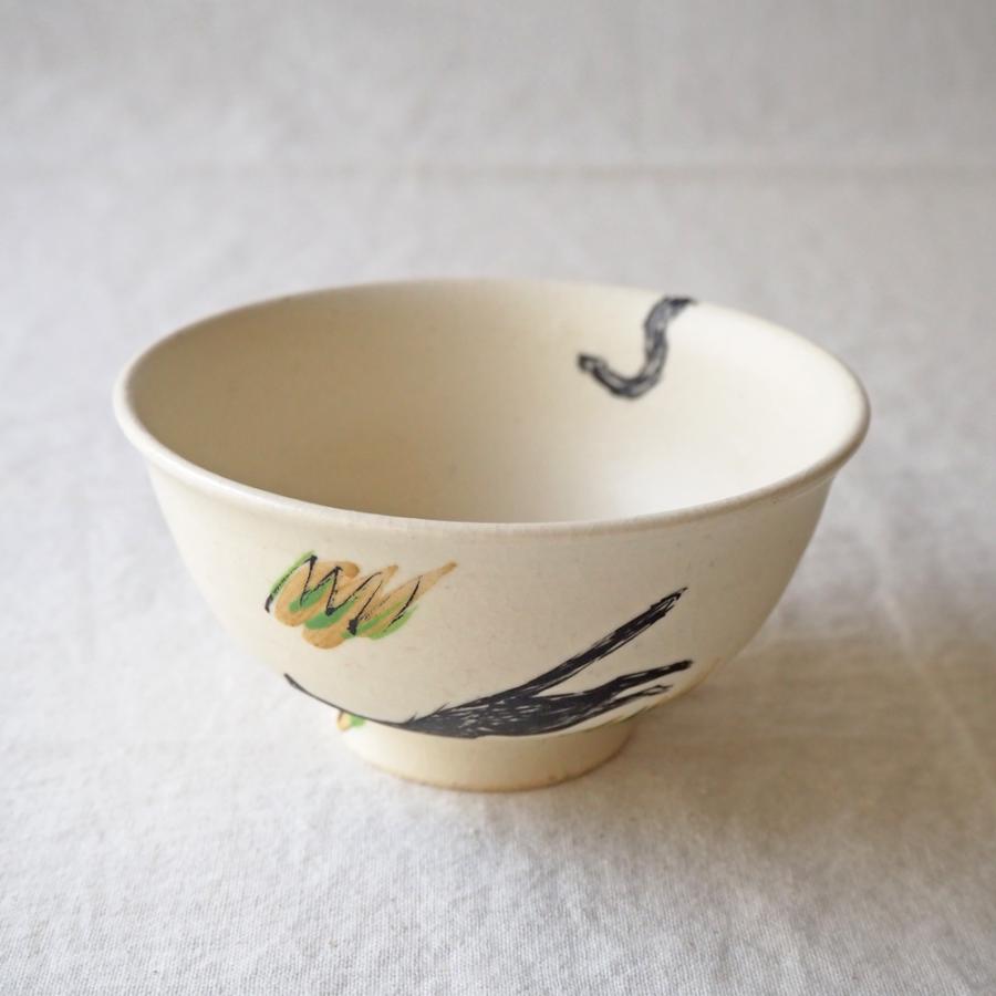 お茶碗 小さめ 黒猫 子供用 手作り φ11cm 作家 お茶わん 廣川みのり
