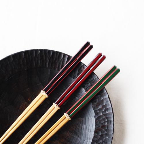 竹箸 ダイヤカット 赤/緑/黒 22.5cm 細め お箸 国産孟宗竹 |  | 04