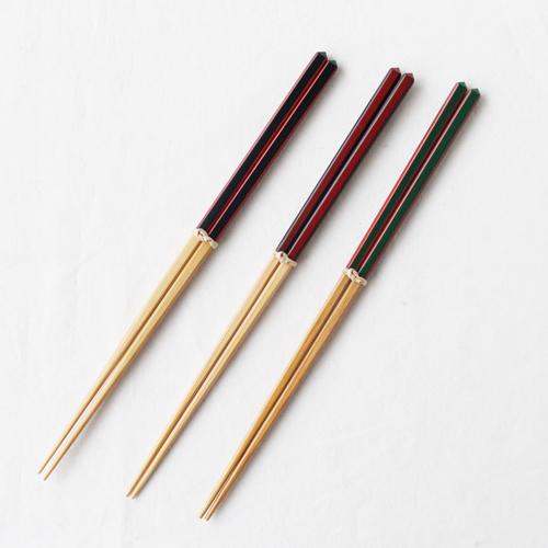 竹箸 ダイヤカット 赤/緑/黒 22.5cm 細め お箸 国産孟宗竹 |  | 05