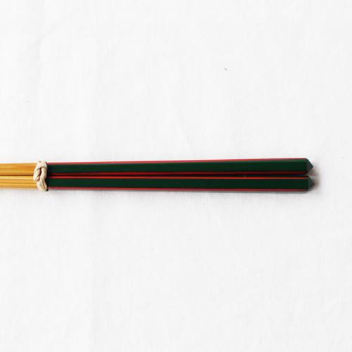 竹箸 ダイヤカット 赤/緑/黒 22.5cm 細め お箸 国産孟宗竹 |  | 02