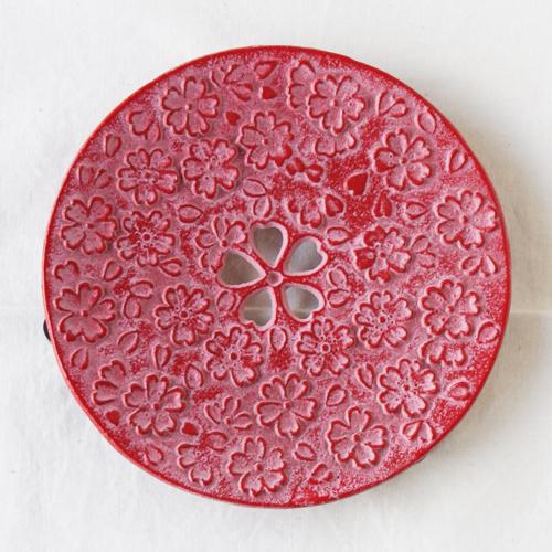 瓶敷き 桜 13cm 赤/緑/黒 鍋敷き 南部鉄器 お土産に人気 瓶敷き 桜 13cm 赤/緑/黒 鍋敷き 南部鉄器 お土産に人気