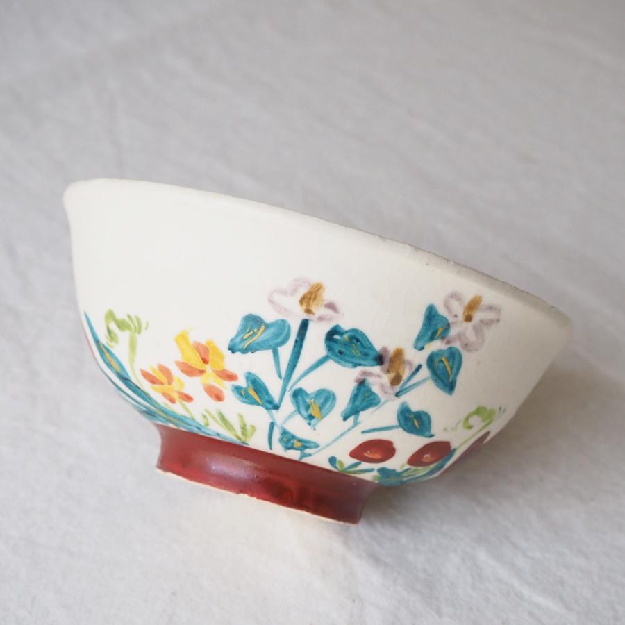 チューリップ お茶碗 めし碗 白 お花 φ11.5cm 廣川みのり 陶器
