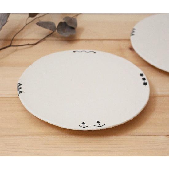 絵付 丸皿 白 フラットプレート 21cm 大皿 食器 陶器 廣川みのり : さ