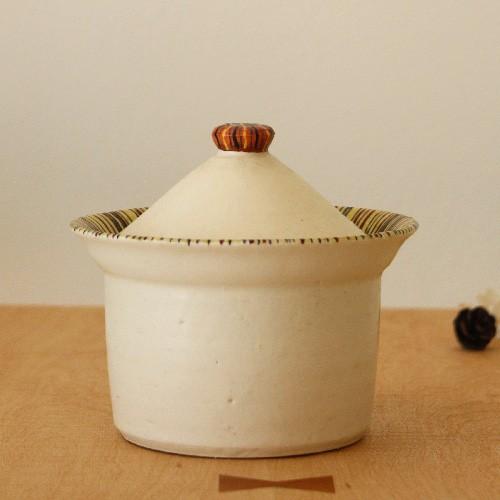 シュガーポット ふたもの 白/ボーダー 陶器 廣川みのり 砂糖入れ