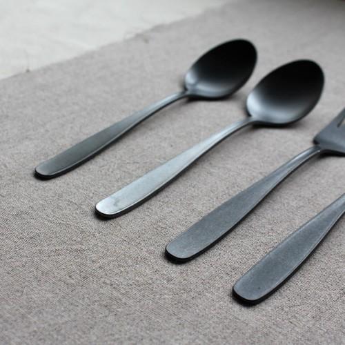 黒マット デザートスプーン17cm デザートフォーク18cm カレースプーン ステンレス 日本製 おしゃれ |  | 03
