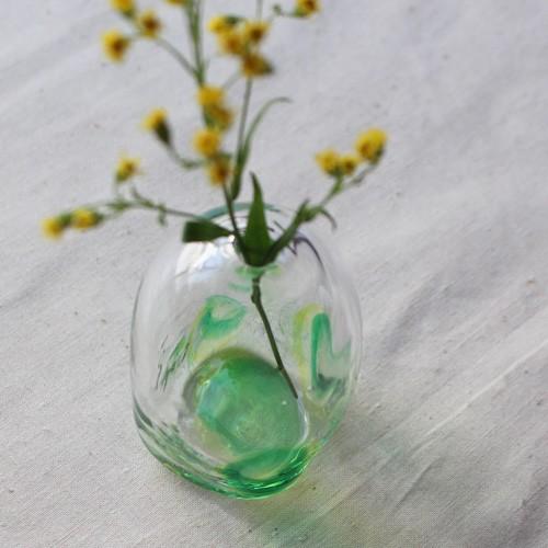 一輪挿し 手作り 花器 風船型 透明 midori 吹きガラス 花瓶