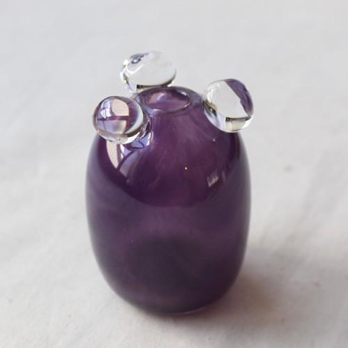 一輪挿し 手作り 花器 透明 つぶつぶ 紫 丸型 吹きガラス 花瓶 tonari |  | 02