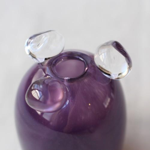 一輪挿し 手作り 花器 透明 つぶつぶ 紫 丸型 吹きガラス 花瓶 tonari |  | 03