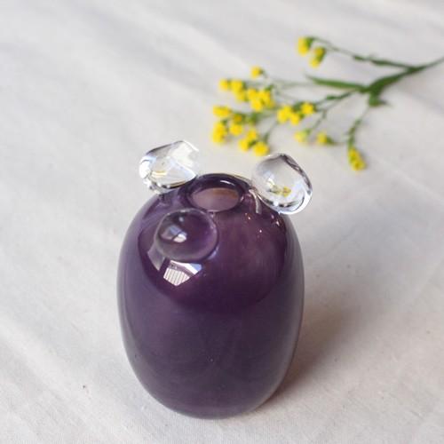 一輪挿し 手作り 花器 透明 つぶつぶ 紫 丸型 吹きガラス 花瓶 tonari |  | 04