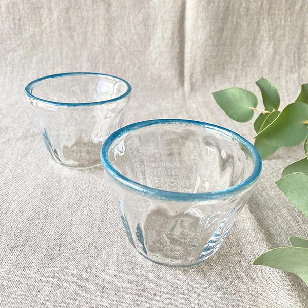 吹きガラス コップ グラス 青フチ tonari シンプル 小さめ 吹きガラス 手作り |  | 02