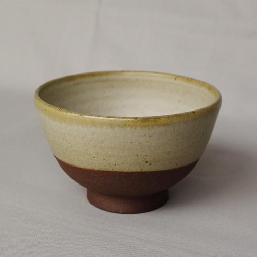 焼締 お茶碗 釉薬 利休白茶 丹波焼 塗り分け 和食器 陶器 素朴