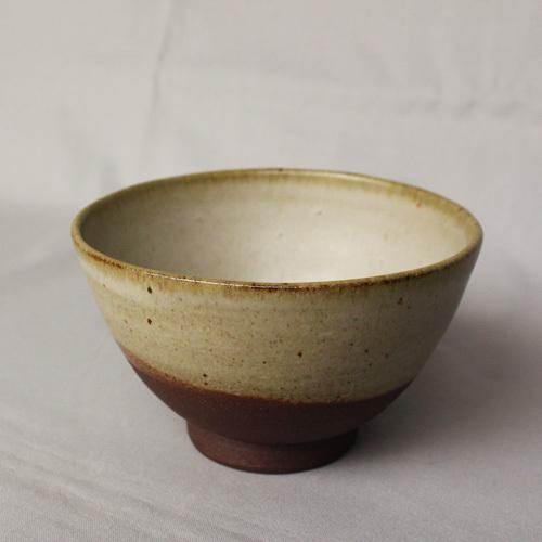 焼締 お茶碗 釉薬 利休白茶 丹波焼 塗り分け 和食器 陶器 素朴