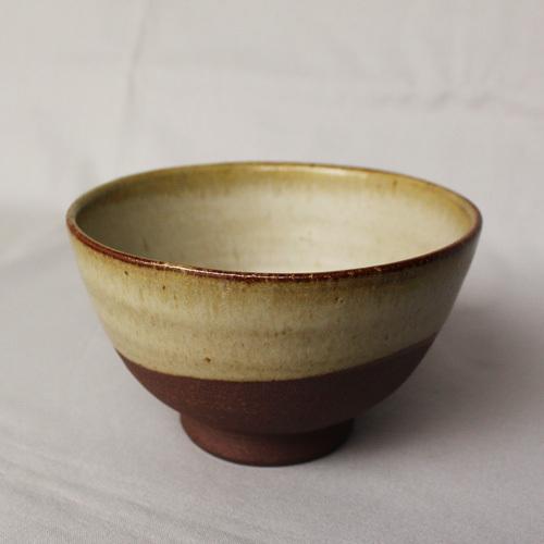 焼締 お茶碗 釉薬 利休白茶 丹波焼 塗り分け 和食器 陶器 素朴