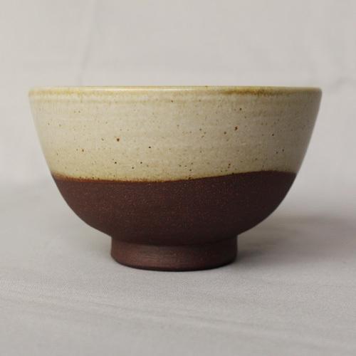 焼締 お茶碗 釉薬 利休白茶 丹波焼 塗り分け 和食器 陶器 素朴