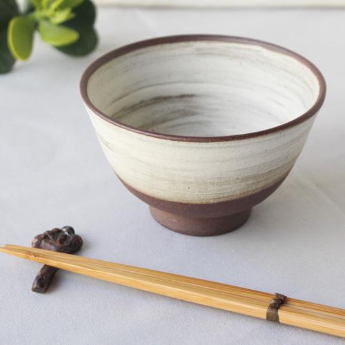 焼締 お茶碗 白化粧 丹波焼 塗り分け 和食器 陶器 素朴 ほっこり : さ