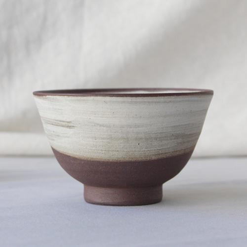 焼締 お茶碗 白化粧 丹波焼 塗り分け 和食器 陶器 素朴 ほっこり : さ