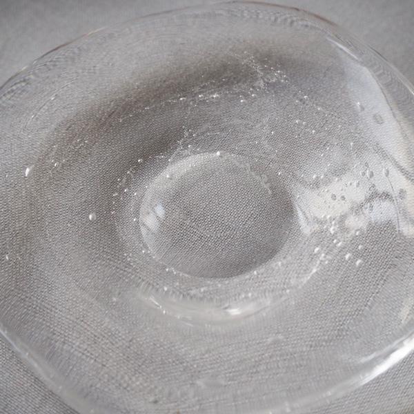 ガラス小皿 透明 丸皿 ミルキーウェイ φ9cm tonari 吹きガラス 手作り