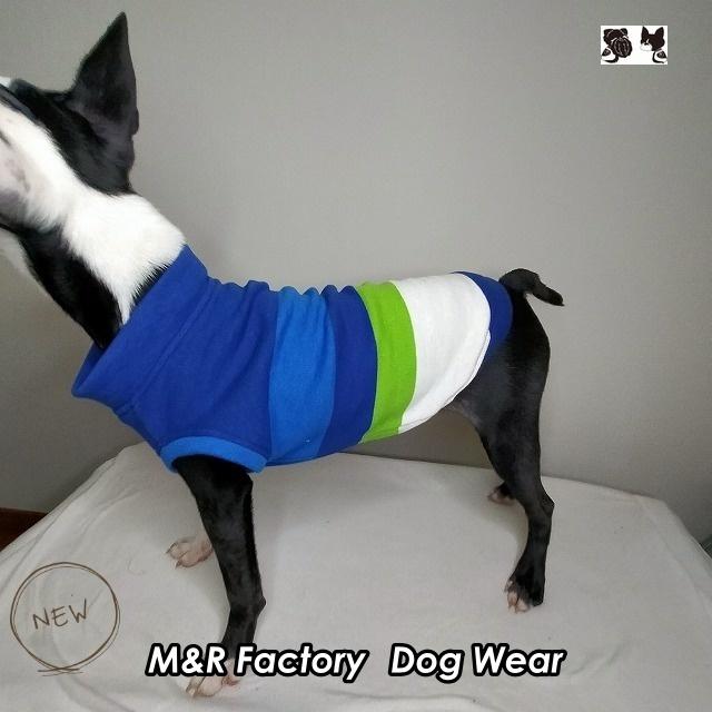 人気・おしゃれ・マルチカラーボーダー犬服Tシャツ0344f #ボストン 