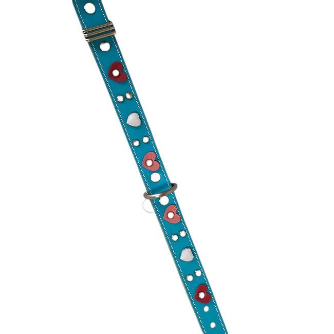 幅広い犬種に人気・M&R Factory（新）ターコイズブルー・革製シロ・ハートスタッズ首輪25002　#首輪　#ボストンテリア　#フレンチブルドッグ |  | 03