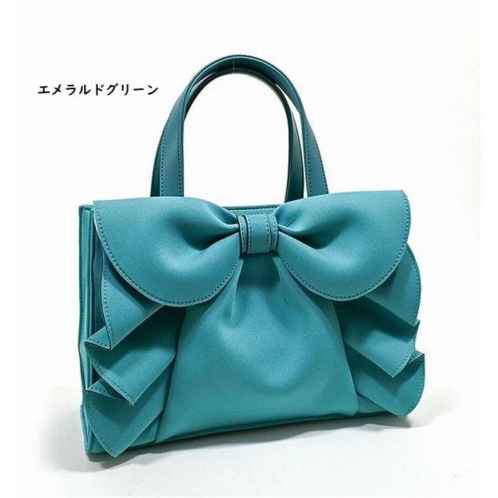 大きいリボンが可愛い・柔らか素材　ネオプレン　リボンスクエア手提げ バッグ 389A　#バッグ #トートバッグ #レディースバッグ #手提げバッグ　#ハンドバッグ |  | 04