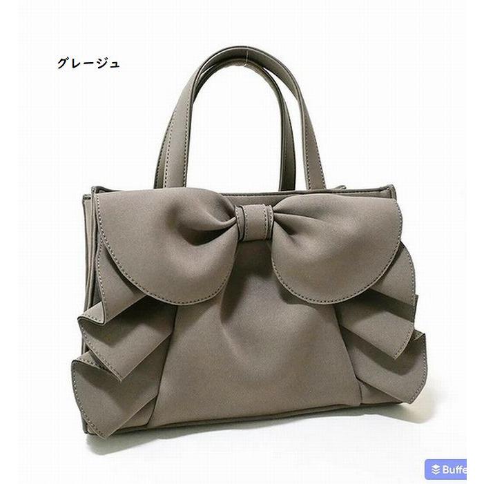 大きいリボンが可愛い・柔らか素材　ネオプレン　リボンスクエア手提げ バッグ 389A　#バッグ #トートバッグ #レディースバッグ #手提げバッグ　#ハンドバッグ |  | 05