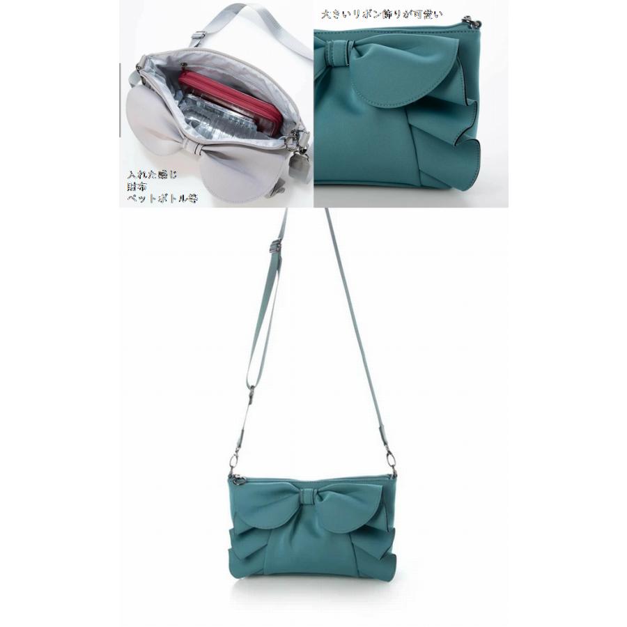 大きいリボンが可愛い・柔らか素材　ネオプレン リボン ショルダー バッグ 389B　#バッグ #レディースバッグ #ショルダーバッグ #ポシェット　#スマホ |  | 02