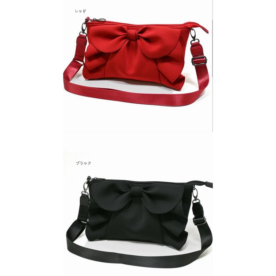 大きいリボンが可愛い・柔らか素材　ネオプレン リボン ショルダー バッグ 389B　#バッグ #レディースバッグ #ショルダーバッグ #ポシェット　#スマホ |  | 03