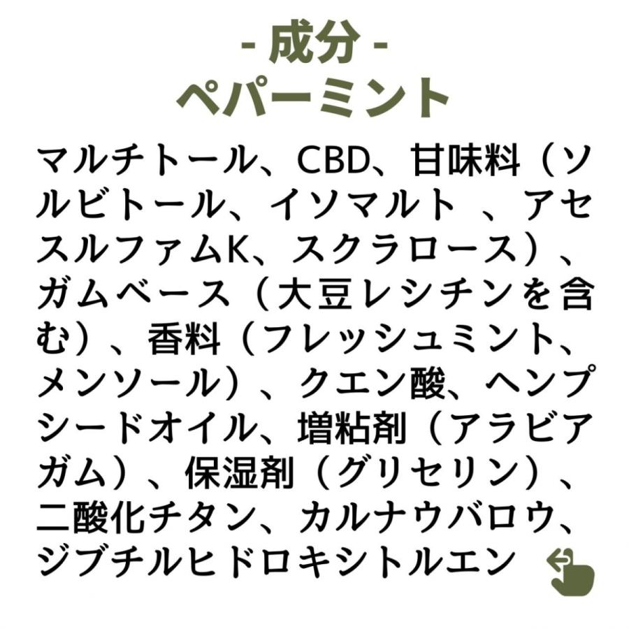 CBDガム100mg/12個：ペパーミント - EUPHORIA（ユーフォリア） 食べる（エディブル） シュガーレス ヴィーガン マウスケア リラックス リフレッシュ |  | 03