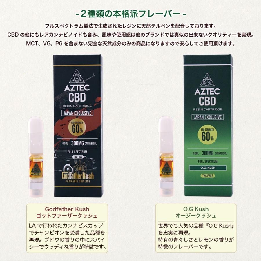 CBD カートリッジ AZTEC アステカ 高濃度 リキッド CBD 60% & ヴェポライザー 510 Airistech Mystica III VAPE セット｜cbd-relaxation-store｜02