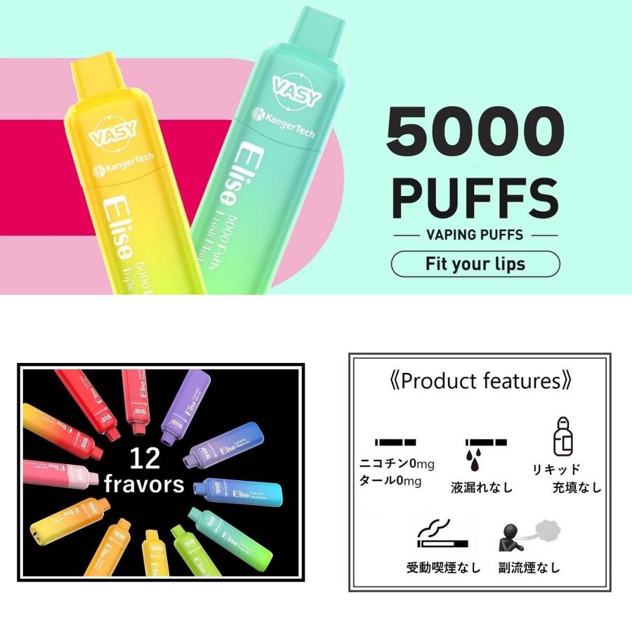 激安通販の 電子タバコ シーシャ 5000回吸引 ニコチン0 電子VAPE