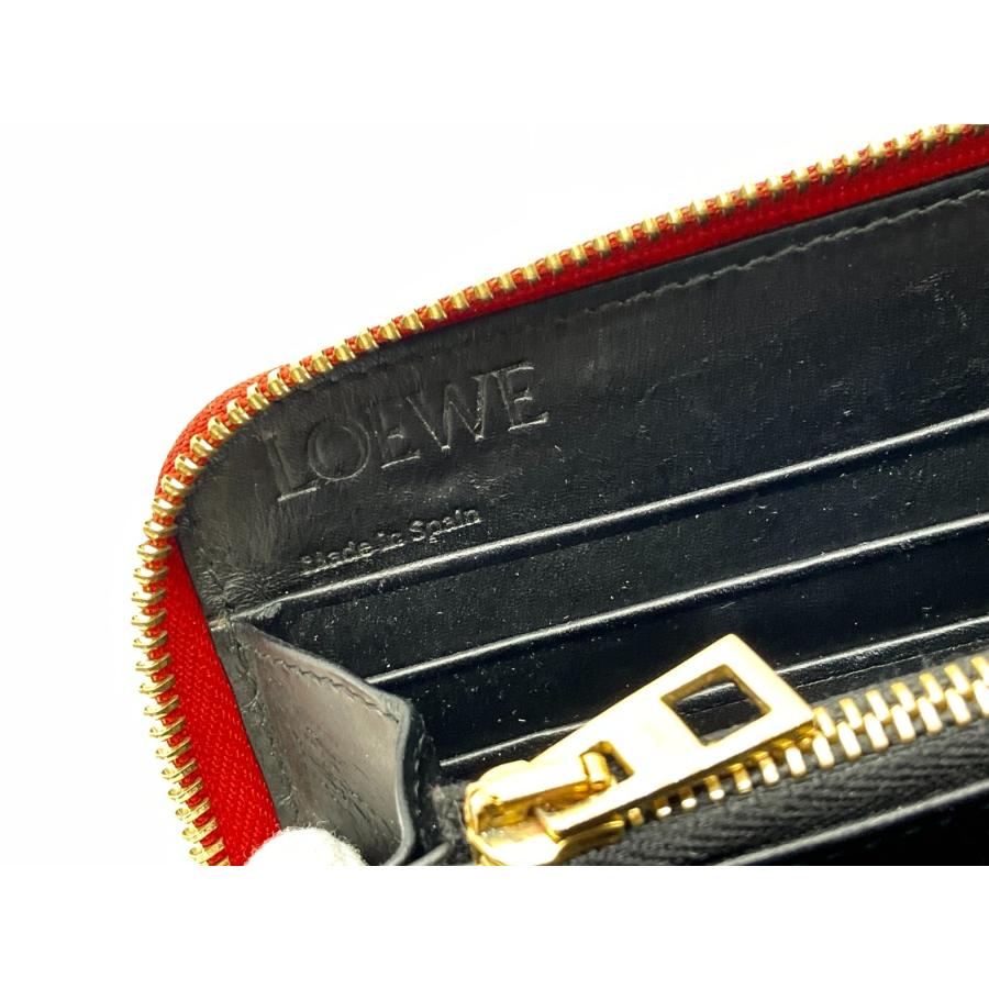 LOEWE ロエベ リピートアナグラム ラウンドファスナー長財布 - レッド