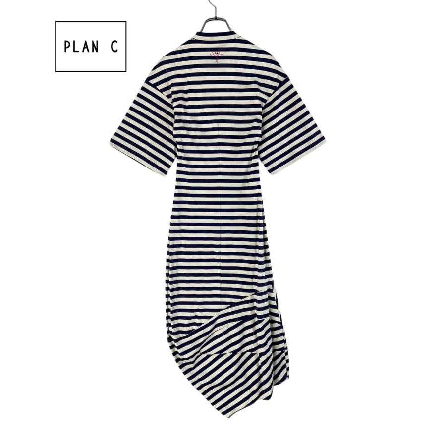 PLAN C プランシー ストライプドレープジャージードレス ワンピース