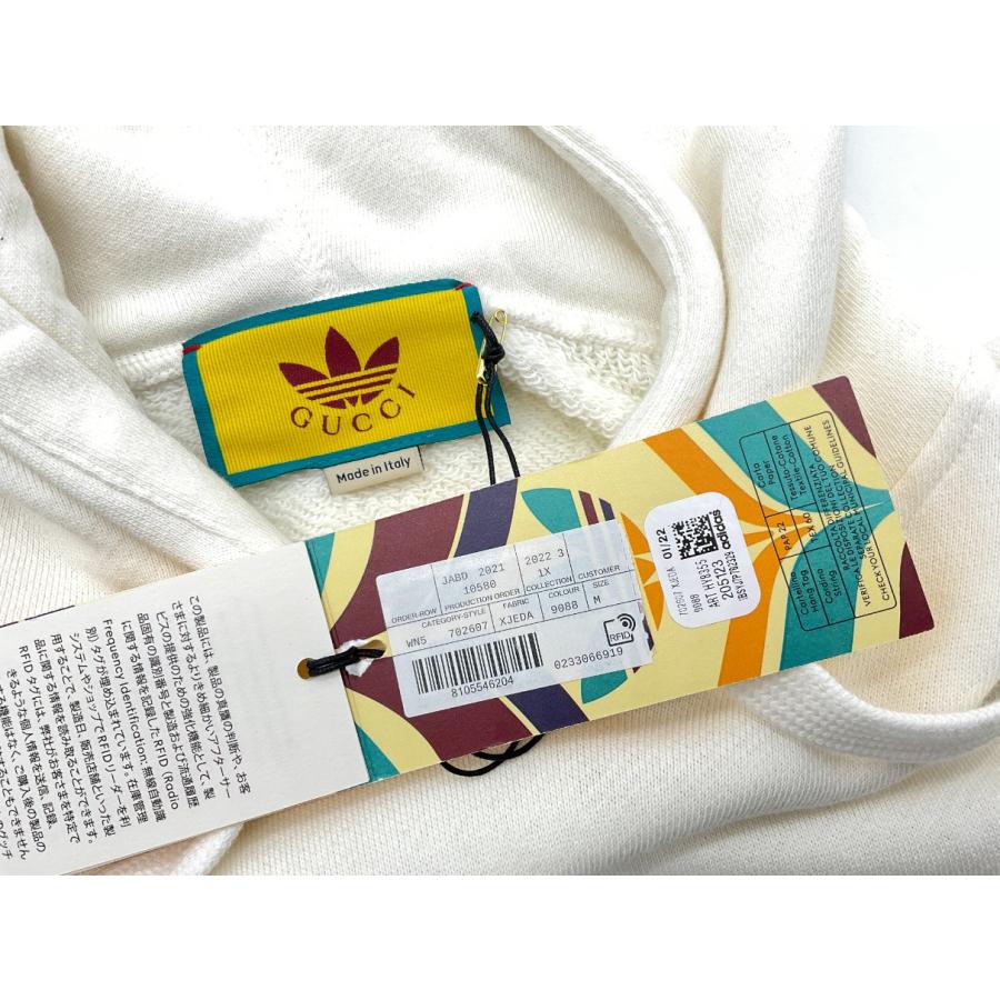 GUCCI × adidas トレフォイルロゴ刺繍プルオーバーパーカー 702607