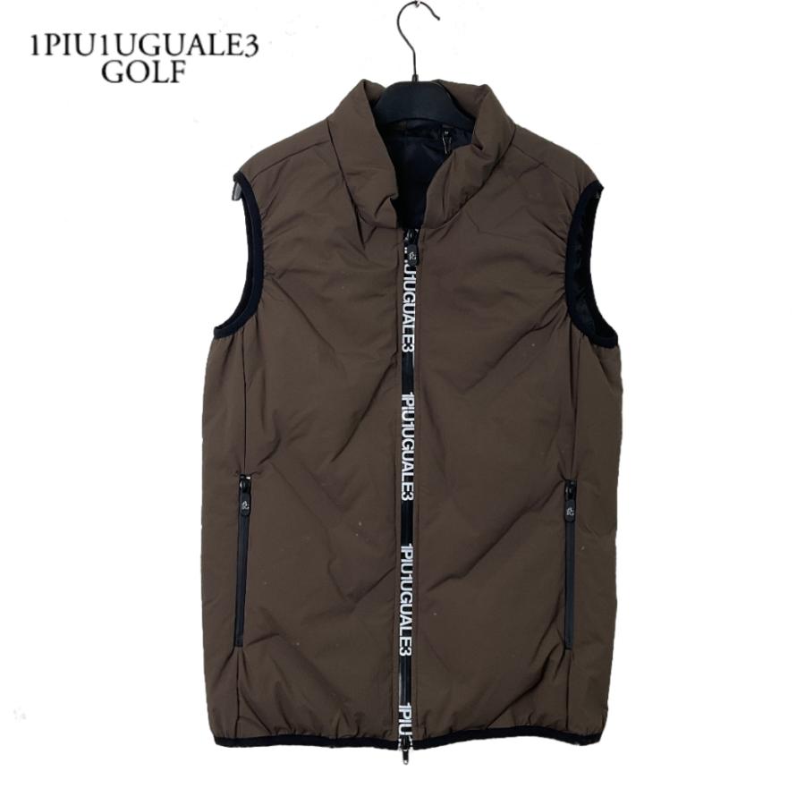 1PIU1UGUALE3 GOLF★美品★ブラウン★GOLF★ダウンベスト★ⅴ★ 1PIU1UGUALE3 GOLF ウノピゥウノ ゴルフ DOWN VEST ダウンベスト