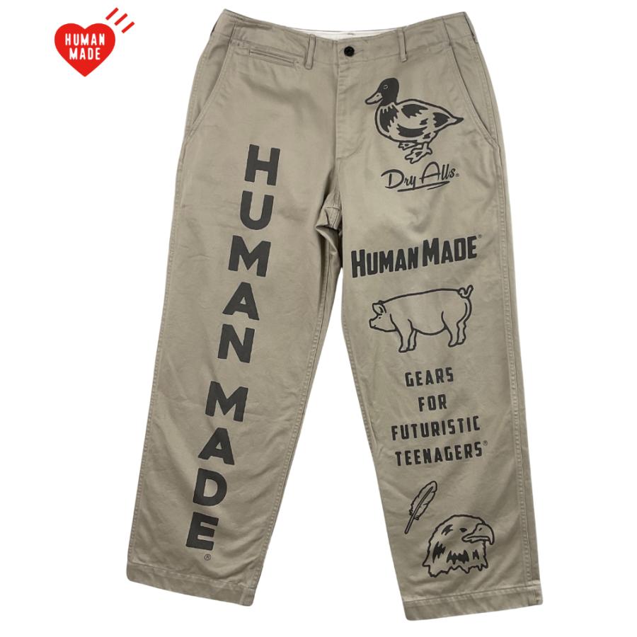 HUMAN MADE ベージュ チノパン HUMAN MADE ヒューマンメイド グラフィック プリント コットン チノ