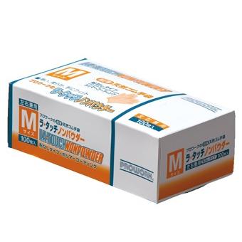 ［PROWORK］ラタッチノンパウダー  100枚入り　ゴム手袋　ノンパウダー　極薄　使い捨て　介護　調理　清掃　園芸　食品衛生法適合　　 | 